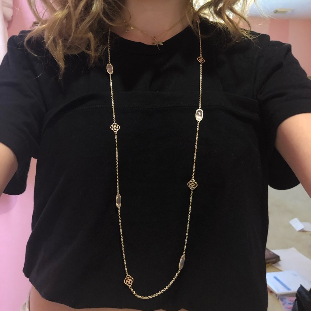 Kendra Scott long necklace (w pink stones & logos)